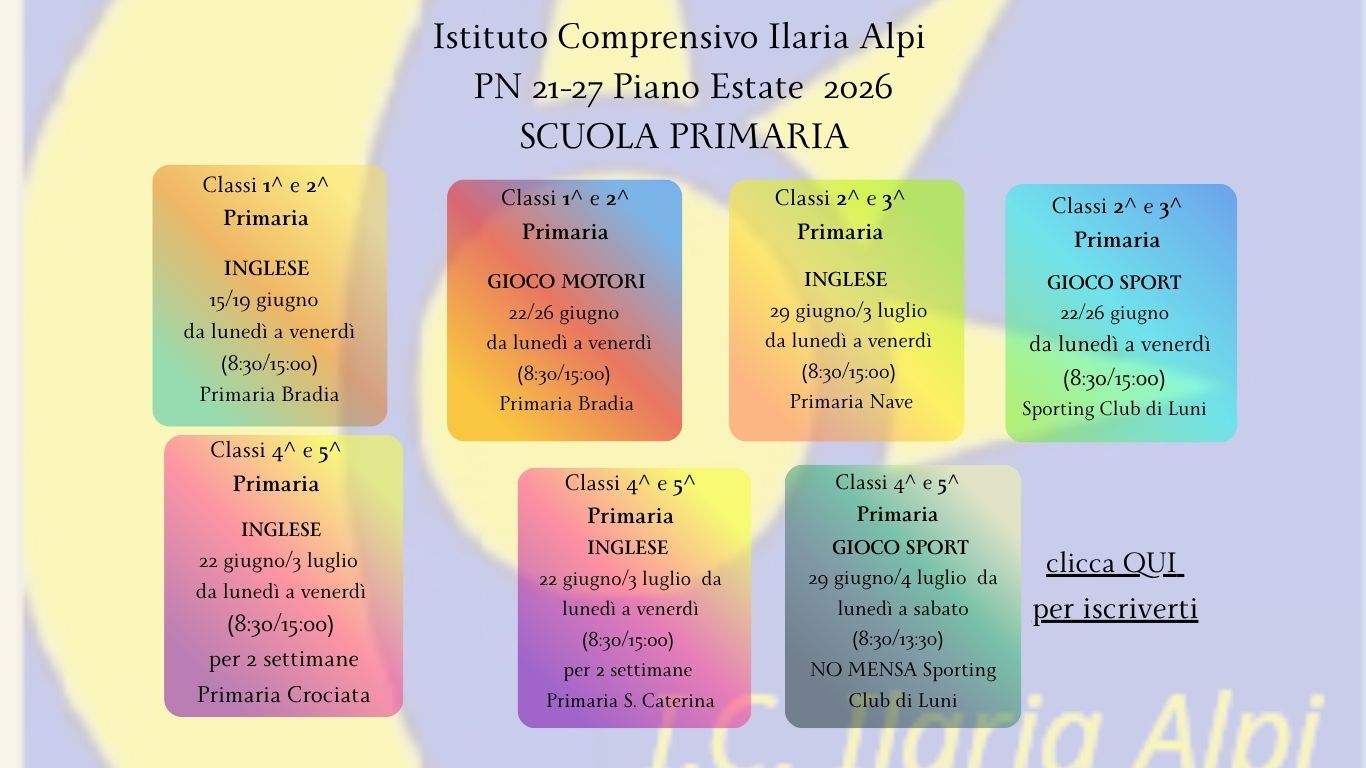 PN 21/27 PIANO ESTATE  SCUOLA PRIMARIA